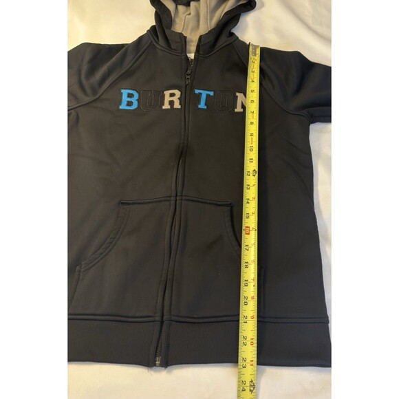 BURTON Black Full Zip Hooded Jacket Boys Large Fleece Lined Sweatshirt Spellout - Picture 11 of 12